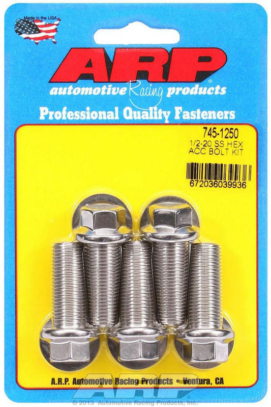 ARP S/S Bolt Kit - 6pt (5) 1/2-20 x 1.250 745-1250