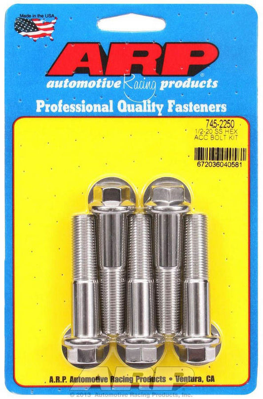 ARP S/S Bolt Kit - 6pt (5) 1/2-20 x 2.250 745-2250