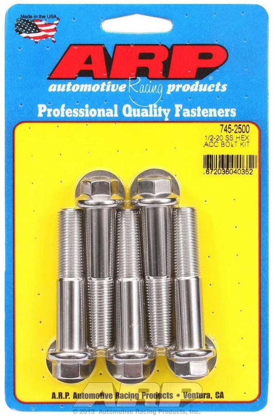 ARP S/S Bolt Kit - 6pt (5) 1/2-20 x 2.500 745-2500