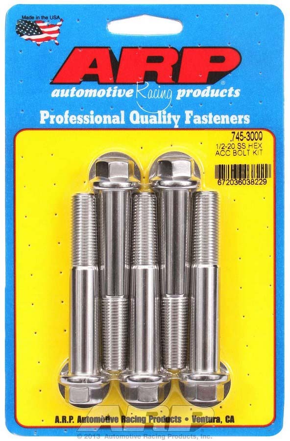 ARP S/S Bolt Kit - 6pt (5) 1/2-20 x 3.000 745-3000