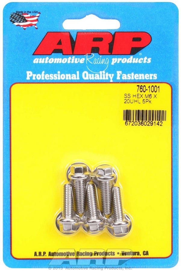 ARP S/S Bolt Kit - 6pt (5) 6mm x 1.00 x 20mm 760-1001