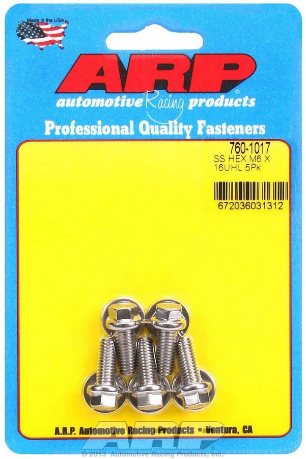 ARP S/S Bolt Kit - 6pt (5) 6mm x 1.00 x 16mm 760-1017