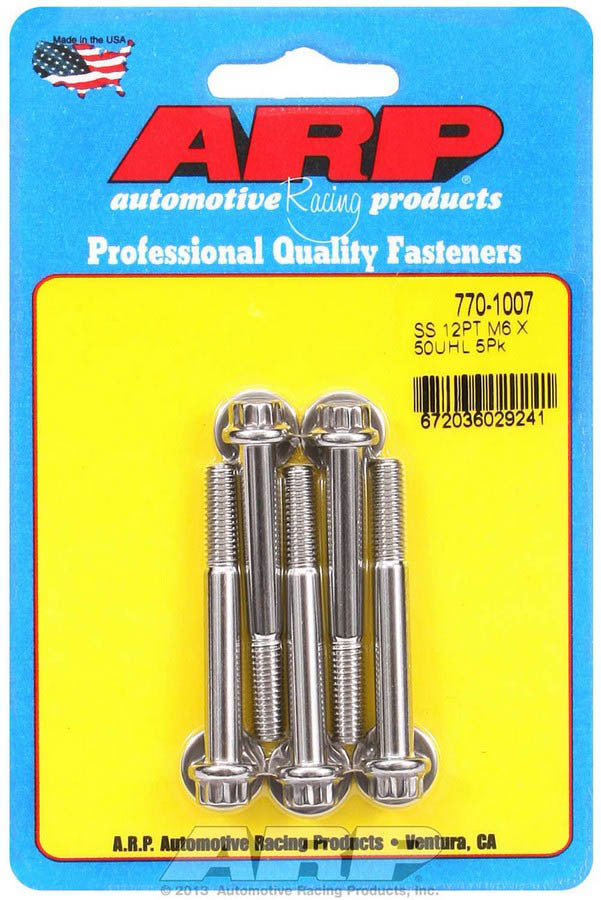 ARP S/S Bolt Kit - 12pt (5) 6mm x 1.00 x 50mm 770-1007