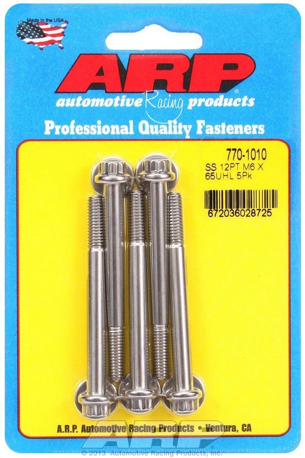ARP S/S Bolt Kit - 12pt (5) 6mm x 1.00 x 65 770-1010