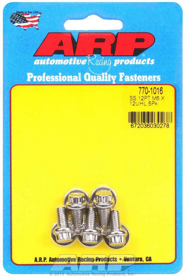 ARP S/S Bolt Kit - 12pt (5) 6mm x 1.00 x 12 770-1016