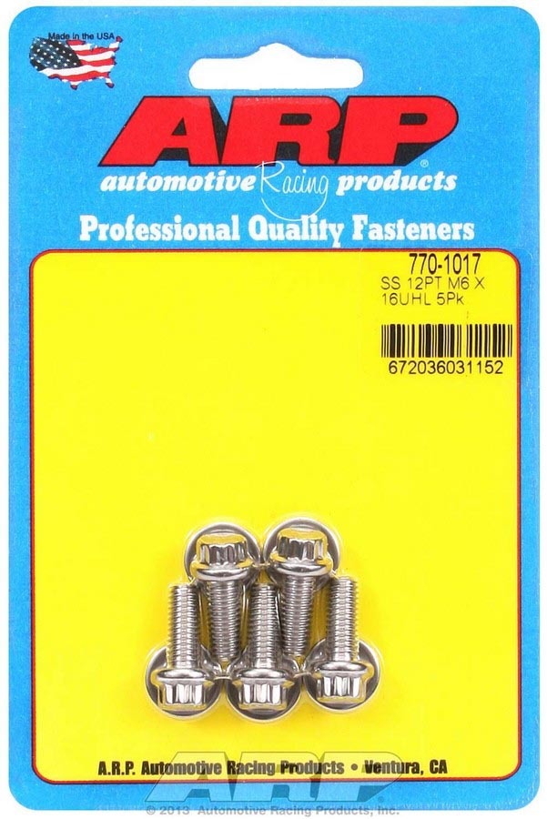ARP S/S Bolt Kit - 12pt (5) 6mm x 1.00 x 16 770-1017