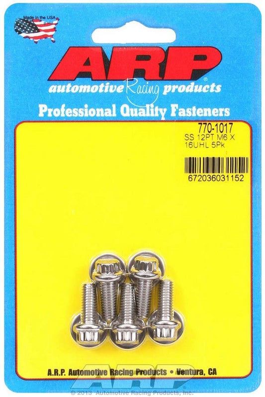 ARP S/S Bolt Kit - 12pt (5) 6mm x 1.00 x 16 770-1017