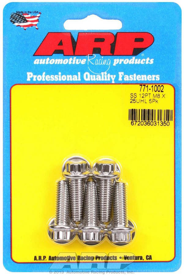 ARP S/S Bolt Kit - 12pt (5) 8mm x 1.25 x 25 771-1002