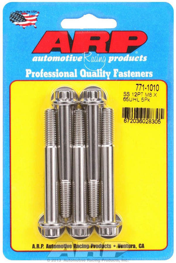 ARP S/S Bolt Kit - 12pt (5) 8mm x 1.25 x 65mm 771-1010