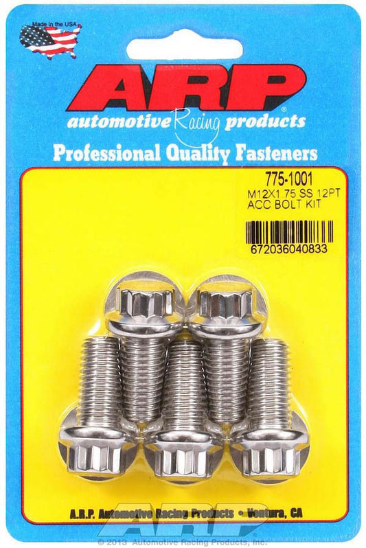 ARP S/S Bolt Kit - 12pt (5) 12mm x 1.75 x 25mm 775-1001