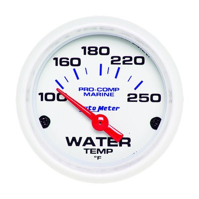 AutoMeter 2-1/16 Water Temp Gauge 100-250F White Phantom