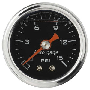 AutoMeter 1-1/2in Pressure Gauge - 0-15 psi - Black Face