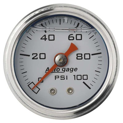 AutoMeter 1-1/2in Pressure Gauge - 0-100 psi - White