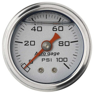 AutoMeter 1-1/2in Pressure Gauge - 0-100 psi - Silver Face