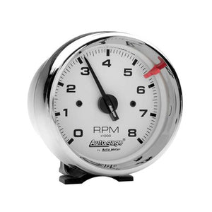 AutoMeter 3-3/4" White Face Tach, Chrome Cup