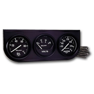 AutoMeter 2" Black Mechical Gauge Panel 3-Gauge Oil/Volt/Water