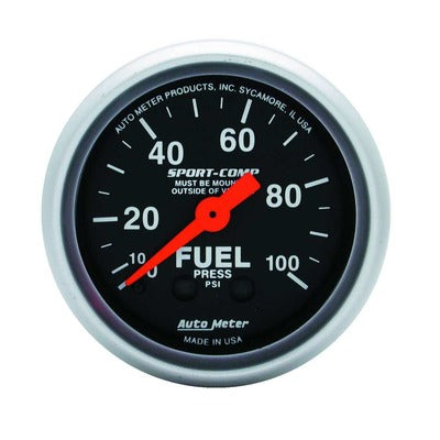 AutoMeter 2-1/16 Mini Sport-Comp Fuel Pressure Gauge 0-100 psi