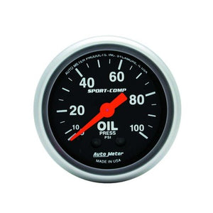 AutoMeter 2-1/16 Mini Sport-Comp Oil Pressure Gauge 0-100 psi