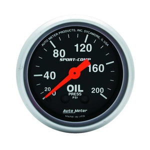 AutoMeter 2-1/16 Mini Sport-Comp Oil Pressure Gauge 0-200 psi