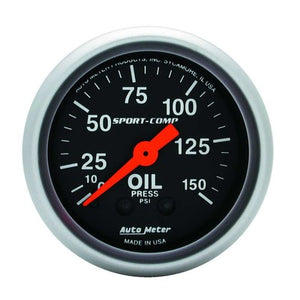 AutoMeter Sport-Comp 2 1/16" Oil Pressure Gauge 0-150 psi Mechanical