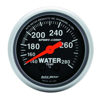 AutoMeter 2-1/16 Mini Sport-Comp Water Temp Gauge 140-280 Degrees