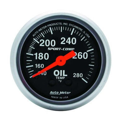 AutoMeter 2-1/16 Mini Sport-Comp Oil Temp Gauge 140-280 Degrees