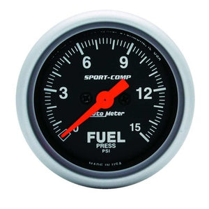 AutoMeter Sport-Comp 2 1/16" Fuel Pressure Gauge 0-15 psi Electrical