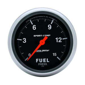 AutoMeter Sport-Comp 2-5/8" Fuel Pressure Gauge 0-15 psi Electrical