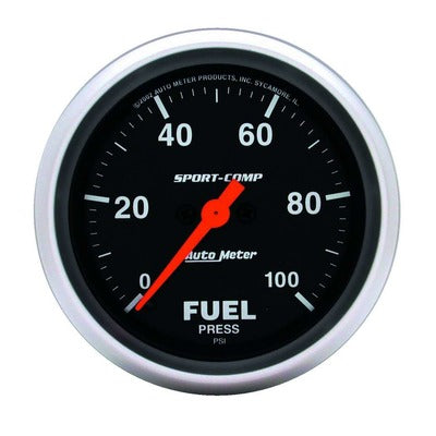 AutoMeter Sport-Comp 2 5/8" Fuel Pressure Gauge 0-100 psi Electrical