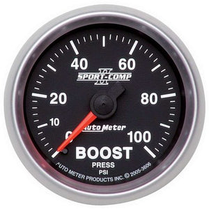 AutoMeter 2-1/16in Sport-Comp II Boost Gauge 0-100 psi