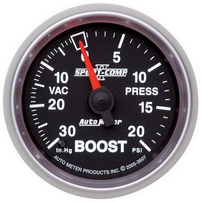 AutoMeter 2-1/16in Sport-Comp II Boost Gauge 30in HG/20 psi