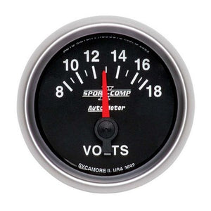 AutoMeter 2-1/16in Sport-Comp II Voltmeter 8-18V