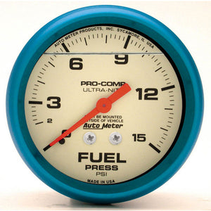 AutoMeter 2-5/8" Ultra-Nite Fuel Pressure Gauge 0-15 psi