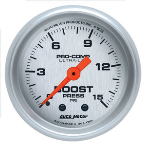 AutoMeter 2-1/16 U/L Boost Gauge 0-15 psi