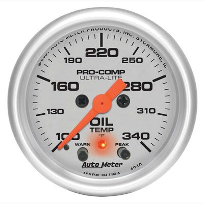 AutoMeter 2-1/16in Ultra-Lite Oil Temp Gauge w/Peak & Warning