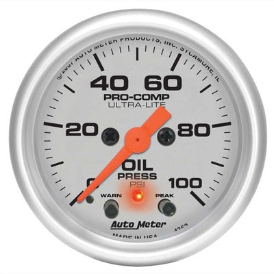 AutoMeter 2-1/16in Ultra-Lite Oil Pressure Gauge w/Peak & Warning