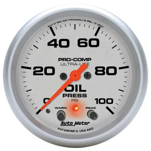 AutoMeter 2-5/8" U/L Oil Pressure Gauge w/Peak & Warning