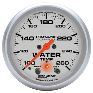 AutoMeter 2-5/8" U/L Water Temp Gauge w/Peak & Warning