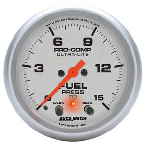 AutoMeter 2-5/8" U/L Fuel Pressure Gauge w/Peak & Warning