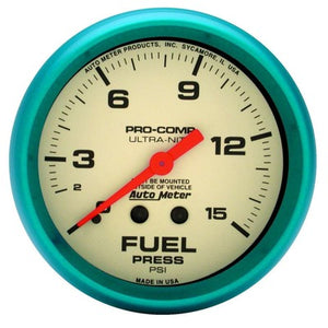 AutoMeter 2-5/8" Ultra-Nite Fuel Pressure Gauge 0-15 psi