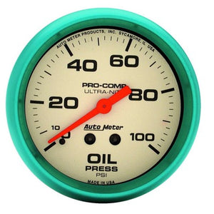 AutoMeter 2-5/8" Ultra-Nite Oil Pressure Gauge 0-100 psi