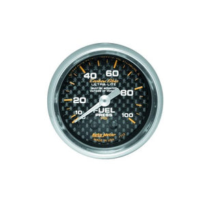 AutoMeter Carbon Fiber 2-1/16" Fuel Pressure Gauge 0-100 psi