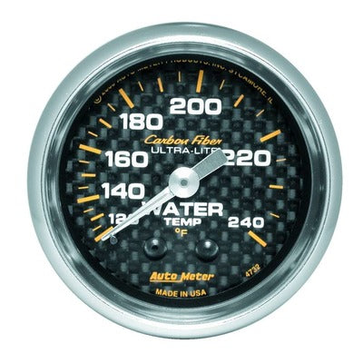 AutoMeter 2-1/16in Carbon Fiber Water Temp Gauge 120-240