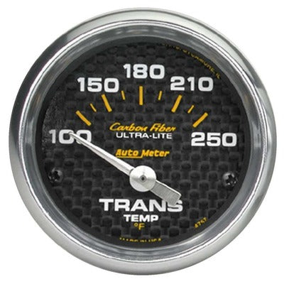 AutoMeter 2-1/16in Carbon Fiber Trans. Temp Gauge 100-250