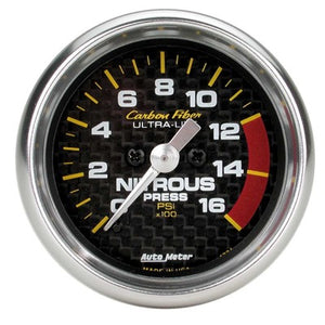 AutoMeter 2-1/16in Carbon Fiber Nitrous Pressure Gauge 0-1600 psi