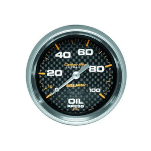 AutoMeter Carbon Fiber 2-5/8" Oil Pressure Gauge 0-100 psi