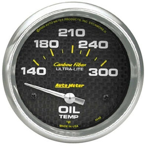 AutoMeter 2-5/8" Carbon Fiber Oil Temp Gauge 140-300 Degrees