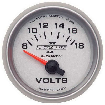 AutoMeter 2-1/16in Ultra-Lite II Voltmeter 8-18V Short Sweep