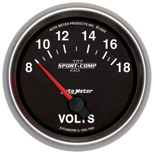 AutoMeter 2-5/8" Gauge Voltmeter 18V Electric Sport-Comp