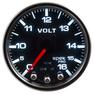 AutoMeter Spek-Pro 2-1/16" Voltmeter Gauge 0-16V